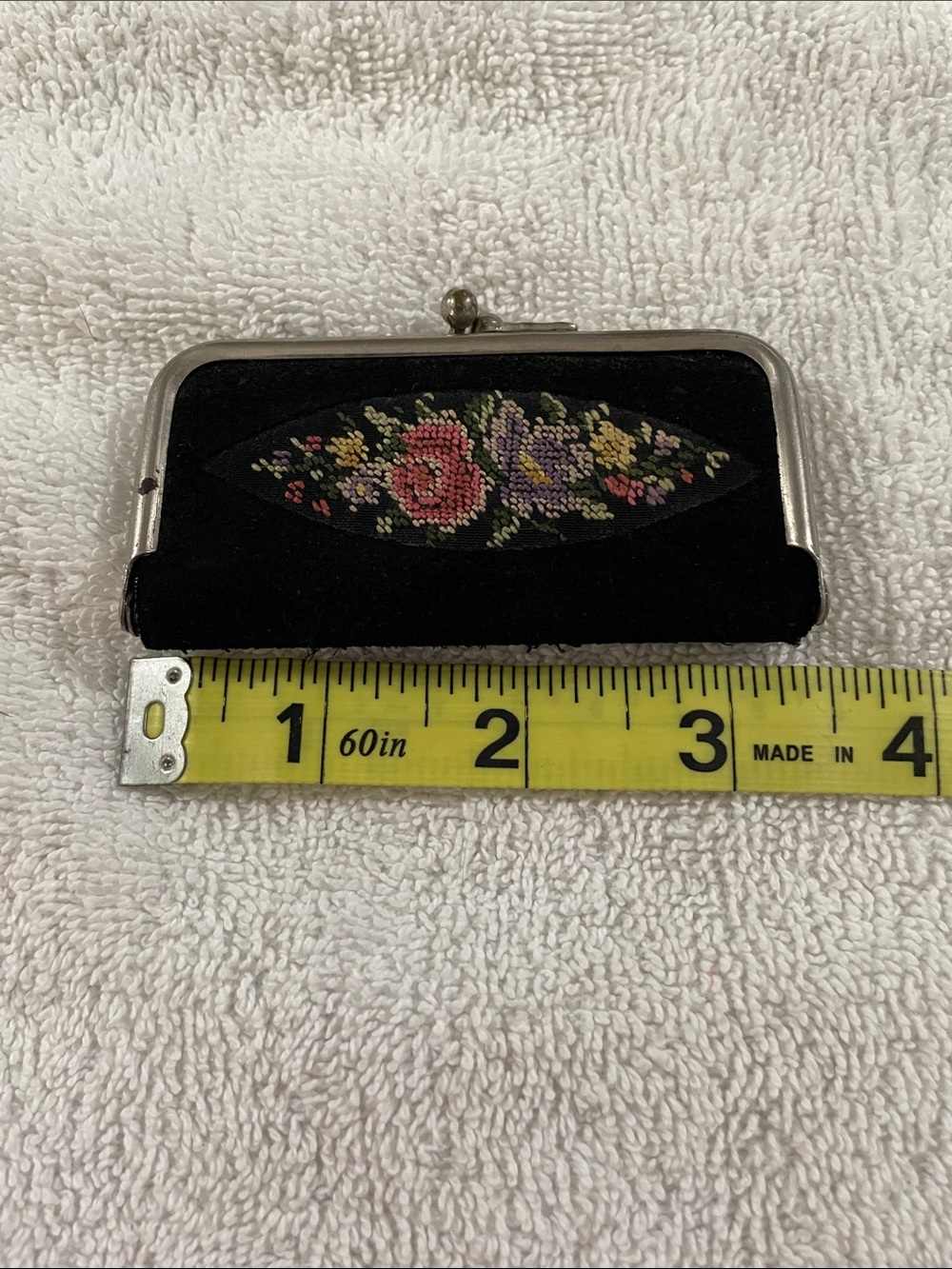 Vintage West Germany Genuine  Leather manicure set with Floral Motif
